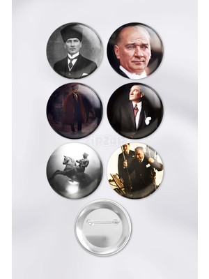 Zipzap Ulu Önder Atatürk Mustafa Kemal Paşa Çanta Süsü Iğneli Buton Rozet Seti (6 Adet)