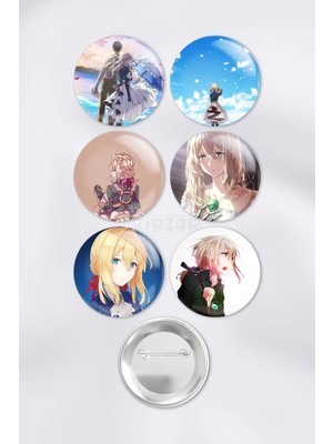 Zipzap Violet Evergarden Çanta Süsü Rozet Iğneli Buton Rozet Seti (6 Adet)