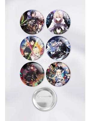 Zipzap Owari No Seraph Seraph Of The End: Vampire Reign Çanta Süsü Rozet Iğneli Buton Rozet Seti (6 Adet)