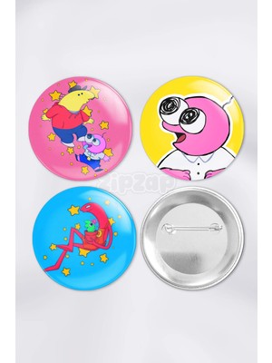 Zipzap Smiling Friends Anime Animasyon Çanta Süsü Rozet Iğneli Buton Rozet Seti (3 Adet)
