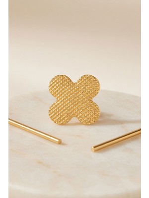 Bacc Gold Yonca Desenli Halka Küpe