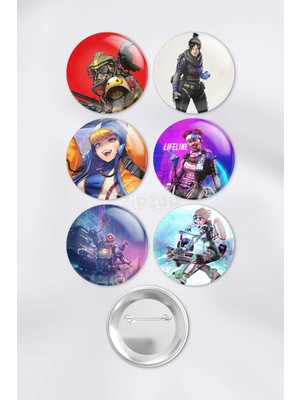Zipzap Apex Legends Video Oyun Bilgisayar Oyunu Çanta Süsü Rozet Iğneli Buton Rozet Seti (6 Adet)