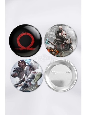Zipzap God Of War Kratos Video Oyun Bilgisayar Oyunu Çanta Süsü Rozet Iğneli Buton Rozet Seti (3 Adet)