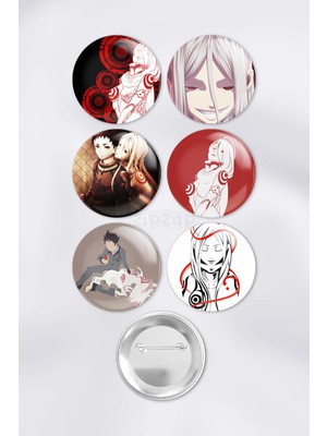 Zipzap Deadman Wonderland Çanta Süsü Rozet Iğneli Buton Rozet Seti (6 Adet)