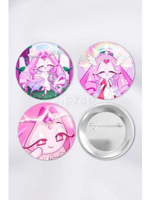 Zipzap Cookie Eternal Sugar Cookie Çanta Süsü Rozet Iğneli Buton Rozet Seti (3 Adet)