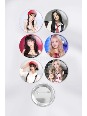 Zipzap Ive Çanta Süsü Rozet Iğneli Buton Rozet Seti (6 Adet) Wonyoung Yujin Rei Liz Leeseo Gaeul