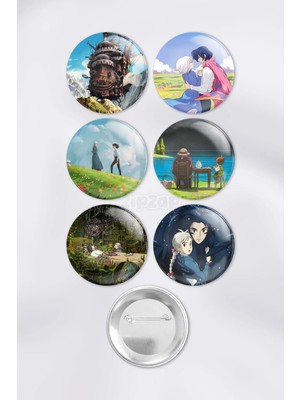 Zipzap Howl's Moving Castle Howl No Ugoku Shiro Çanta Süsü Rozet Iğneli Buton Rozet Seti (6 Adet)