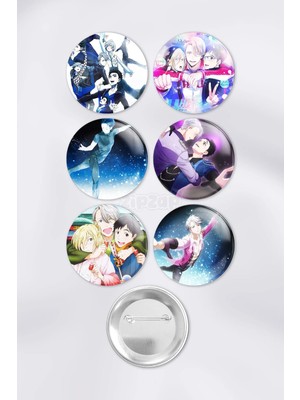 Zipzap Yuri On Ice Çanta Süsü Rozet Iğneli Buton Rozet Seti (6 Adet)