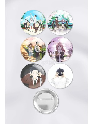 Zipzap Koe No Katachi A Silent Voice Çanta Süsü Rozet Iğneli Buton Rozet Seti (6 Adet)