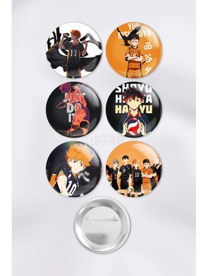 Zipzap Haikyuu Çanta Süsü Rozet Iğneli Buton Rozet Seti (6 Adet)