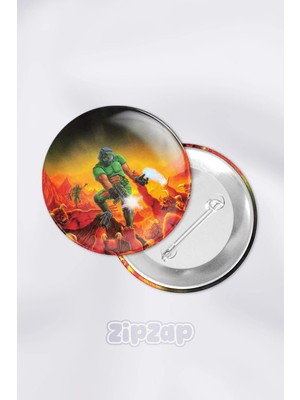 Zipzap Doom Video Oyun Bilgisayar Oyunu Çanta Süsü Rozet Iğneli Buton Rozet Seti (1 Adet)
