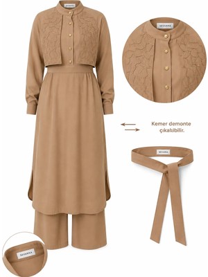 Sevanna Sahra Nakış Detaylı Tunik & Pantolon Takım