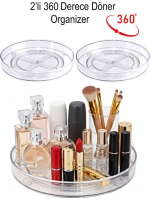 Empressco 2'li 360° Döner Organizer, Şeffaf, Çok Amaçlı ve Pratik Kullanım