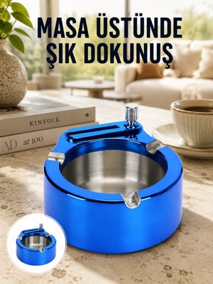 Sepetopia Masa Üstü Çakmaklı Küllük Paslanmaz Metal Gövde Yeni Nesil