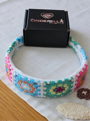 Cinderella Rengarenk Çiçekli El Örgüsü Motifli Bohem Taç - Esnek Yumuşak Yazlık Deniz Plaj Saç Bandı Toka