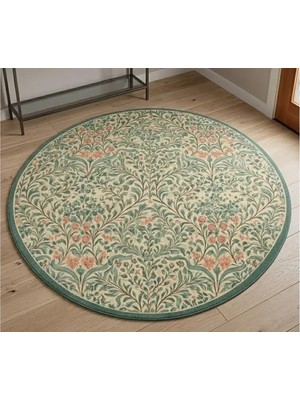 Vivense Yeşil Yapraklar Dokuma Taban Halı, 609 Yng 150X150 cm
