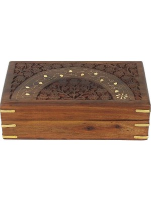 Otantik Çarşı Ahşap Oymalı Kutu 25X14 Cm. K010