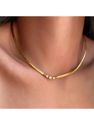 Mimoza Accessories Zirkon Taşlı Altın Kaplama Choker Kolye