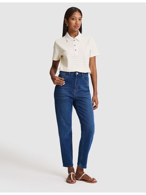 Pierre Cardin Kadın Açık Mavi Mom High Waist Fit Jean Pantolon 50318254-VR003