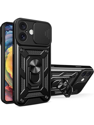 Muratech Newface Iphone 16 Kılıf Pars Lens Yüzüklü Silikon - Siyah