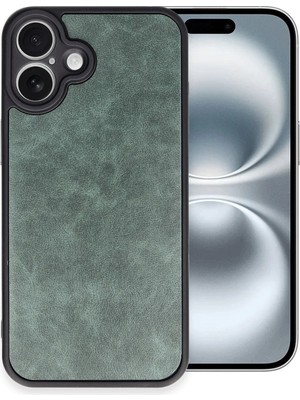 Muratech Newface Iphone 16 Plus Kılıf Aras Deri Kapak - Koyu Yeşil