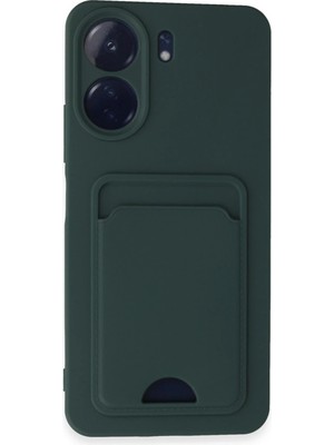 Muratech Newface Xiaomi Redmi 13C Kılıf Kelvin Kartvizitli Silikon - Koyu Yeşil