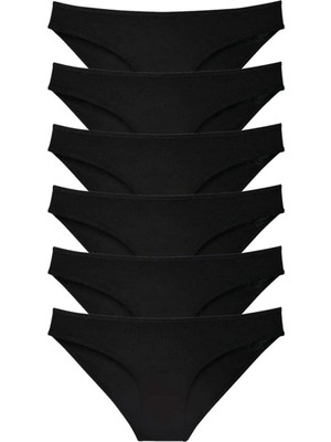 Modanı Seç 6 Adet Süper Eko Set Likralı Kadın Slip Külot Siyah