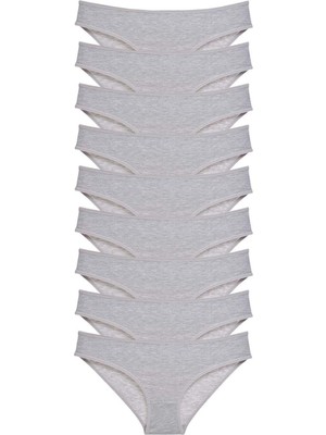 mery 9 Adet Süper Eko Set Likralı Kadın Slip Külot Gri Woman