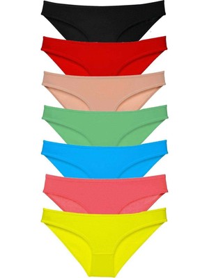 Silky Glows 7 Adet Süper Eko Set Likralı Kadın Slip Külot Çok Renkli