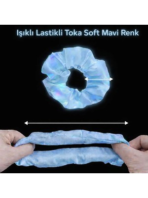 Mentra Online Soft Mavi Renk LED Işıklı Lastikli Saç Tokası - 3 Modlu Festival Parti Saç Tokası - Parti Taçları