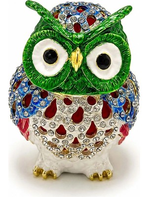 Store Sıvaroski Taşlı Baykuş 8 cm | Parlak Taşlı Dekoratif Biblo Şans Bereket Hediyelik Obje