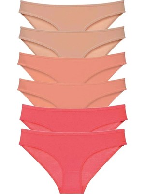 6 Adet Süper Eko Set Likralı Kadın Slip Külot Ten Pudra Fuşya