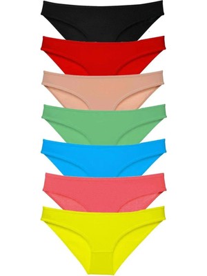 OEM 7 Adet Süper Eko Set Likralı Kadın Slip Külot Çok Renkli