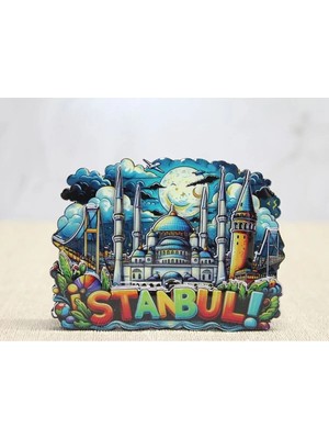 Mentra Online Ahşap Istanbul Temalı Buzdolabı Magneti 9,5x9 cm