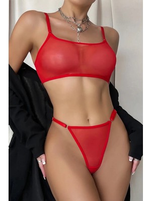 Passionx Transparan Tül Bralet Tanga Iç Giyim Takımı LY1386