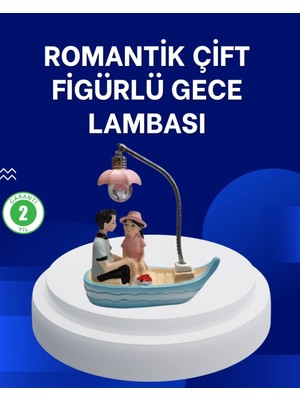 Epilons Romantik Sandal Üzerinde Çift Figürü Led Gece Lambası Masa Dekoru