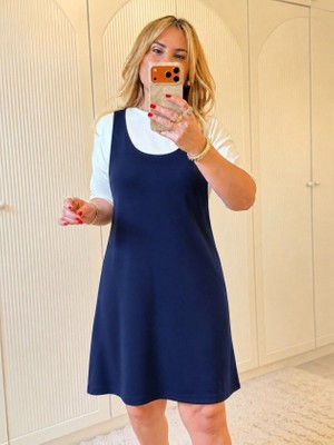 Pusula Sepeti Kadın Kısa Kollu ve Kalın Askılı Ikili Modal Elbise