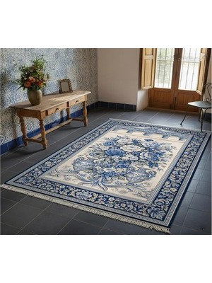 Vivense Mavi Asır Dokulu Dokuma Taban Halı, 683 Yng 80X200 cm