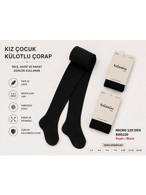 Kız Çocuk Siyah Külotlu Çorap 120 Den Yumuşak Esnek Opak Külotlu Çorap