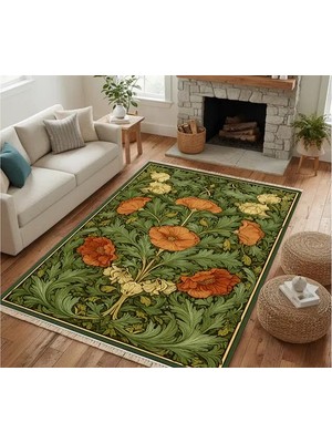 Vivense Yosun Çiçekleri Dokulu Dokuma Taban Halı, 673 Yng 150X230 cm