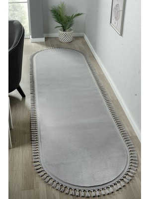 Empressco Yumuşak Peluş Oval Halı, Açık Gri, Kaymaz Taban, Yıkanabilir, Şık Tasarım