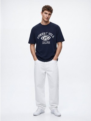 LTB Vintage Efektli Relaxed Fit Lacivert T-Shırt