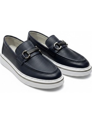 By Barretti Lacivert Tokalı Floter Deri Loafer