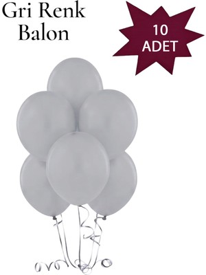 Lotus Party Pastel Gri Renk Balon - Gri Renk Balon 10 Adet