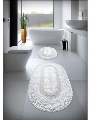 Empressco Yumuşak ve Emici Pamuk Banyo Paspas Seti, 2'li, 60X100 ve 60X50, Ekru
