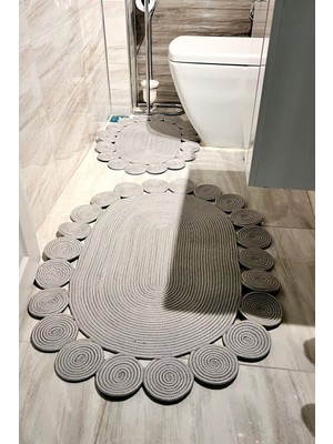 Empressco Güzel ve Şık Jüt Halat Ikili Banyo ve Klozet Paspas Seti