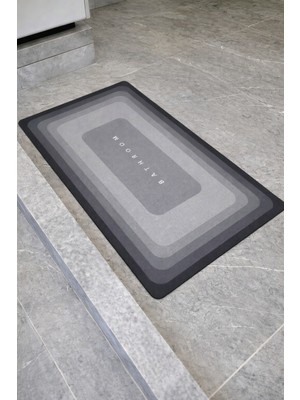 Empressco Gri Kare Sihirli Su Emici Banyo Paspası 38X58CM Kaymaz Tabanlı