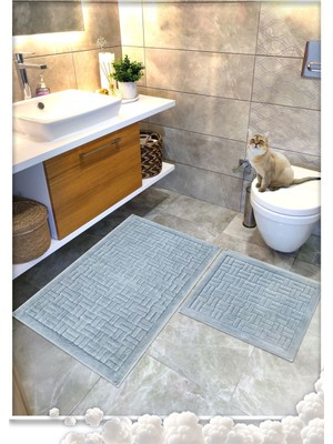 Empressco Yumuşak Pamuk Dokuma Banyo Paspas Seti, 2'li, 60X100 ve 60X50, Gri