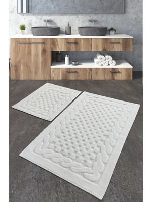 Empressco Yıkanabilir Ekru Banyo Halısı Çift Set, Kaymaz Taban, Konfor ve Şıklık