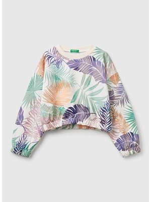 United Colors Of Benetton Çok Renkli Kız Çocuk Baskılı Sweatshirt 35UJC10OB